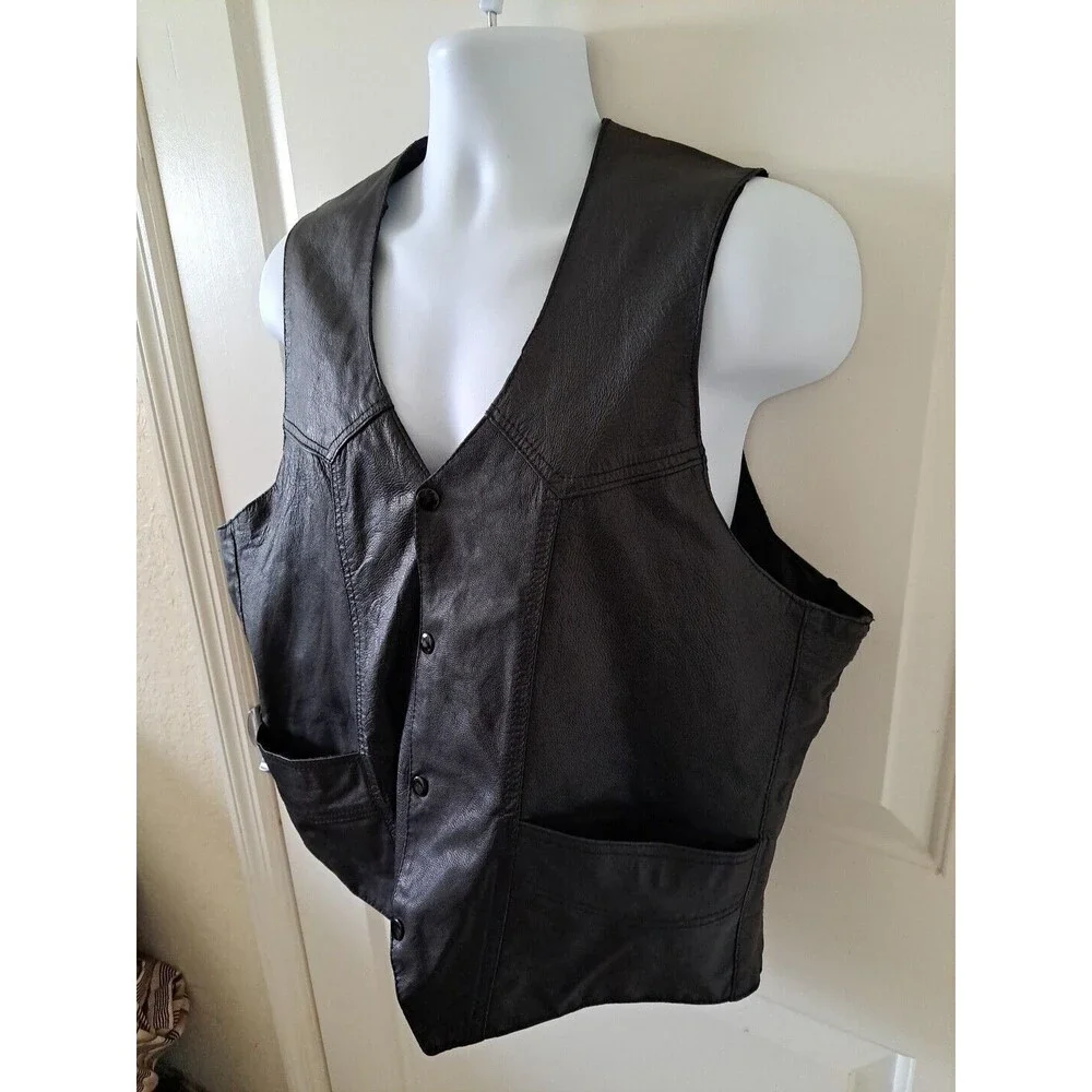 Hot Leathers Vintage Leather Vest Black XL Biker